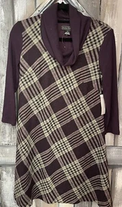 Anthropologie Jessica Howard Petite Small kariertes Pulloverkleid Wasserfallausschnitt NEU!! - Bild 1 von 12