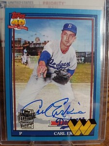 Carl Erskine 2021 Topps Archives RARE Blue Auto #FFA-CE • Dodgers /25