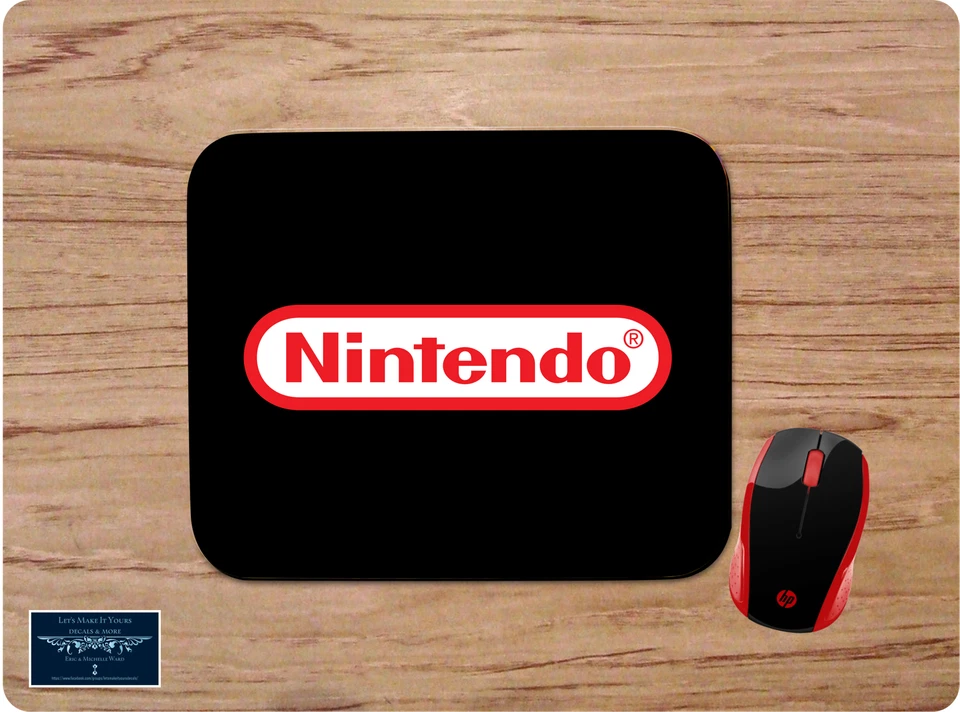NINTENDO RED LOGO BLACK DESIGN MOUSEPAD MOUSE PAD HOME OFFICE GIFT NON-SLIP - Image 1 of 1