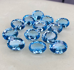 Natural Blue Topaz Oval Faceted Loupe Clean Loose Gemstone Making For Jewelry