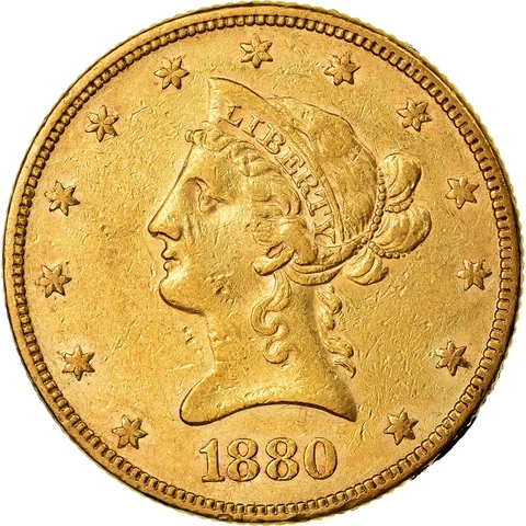 [#863630] Coin, United States, Coronet Head, $10, Eagle, 1880, U.S. Mint, Philad Cover