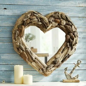 21'' Natural Heart-Shaped Driftwood Mirror - Picture 1 of 3