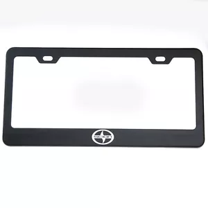 Marco de placa de licencia para Scion negro mate con logotipo cromado tapa grabada acero inoxidable - Imagen 1 de 12