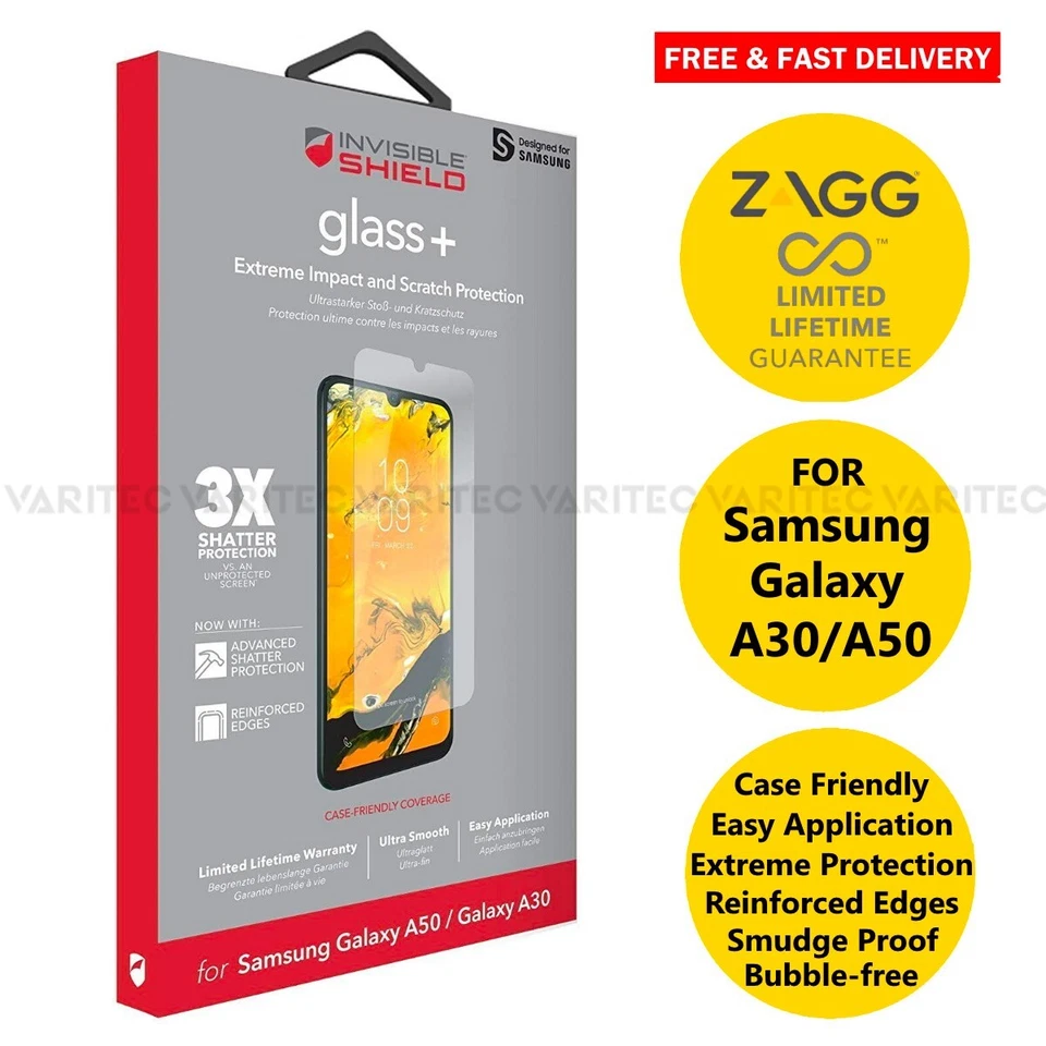 ZAGG A50 Tempered Glass Screen Protector Cover Saver for Samsung Galaxy A30 A50 - Image 1 of 1