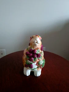 Fitz & Floyd Vintage Blackberry Rabbit Lidded Candy Treat Jar Retired 2002 - Picture 1 of 6