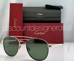 Cartier Round Sunglasses CT0251S 002 Gold Havana Metal Green Polarized Lens 53mm - Picture 1 of 8