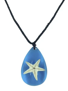 Real Starfish Necklace in Blue Resin Sealife Nature Healing Pendant - Picture 1 of 1