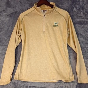 USF Bulls Pullover Womens Large Quarter Zip Tan NCAA Knights Apparel - Picture 1 of 9