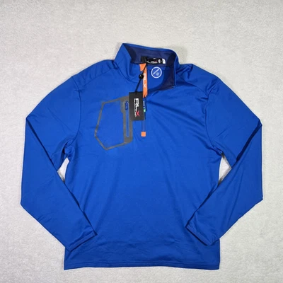 $148 RLX Ralph Lauren Pullover Mens Large Blue Jersey 1/4 Zip Long Sleeve Golf L - Image 1 of 4