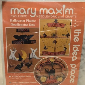 Mary Maxim Halloween Crafts Kit Plastic Needlepoint Mobile 67127 Ghosts Witches - Picture 1 of 4
