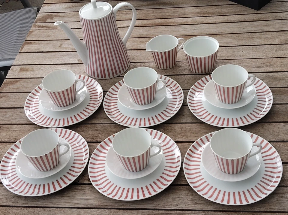 Kaffeeservice Melitta Form Zürich Streifen rot - Bild 1 von 4