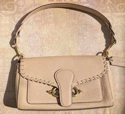 Coach LTH WHIP JADE SH BG 91025 Shoulder Bag With Whipstitch Saddle Taupe - Image 1 of 4