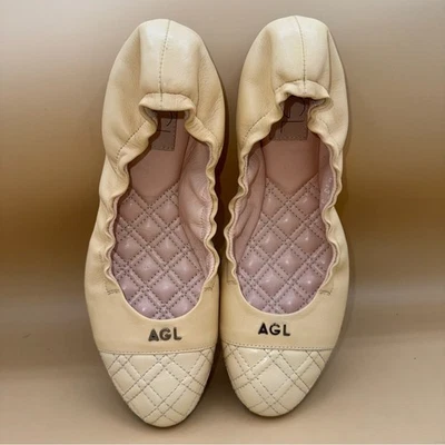 AGL Attilio Giusti Leombruni Beige Quilted Ballet Flats, Women's Size 9 (EU 39) - Image 1 of 4