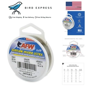 American Fishing Wire Surflon Micro Ultra Nylon Coated 1X19 Stainless Steel Lead - Picture 1 of 9