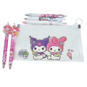 Kawaii Sanrio Kuromi & My Melody Bundle 5 Pens & Pencil Case Bag NEW / Unused - Picture 1 of 4