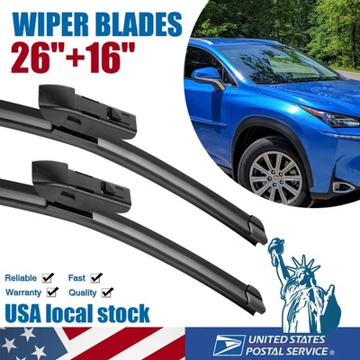 Juego de 2 escobillas de limpiaparabrisas planas para Lexus NX300 2018-2021 26"+16" Foto 1 de 4