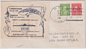 Uss Shark Submarine Commission Jan 25 1936 Label cachet Cover (J255) - Picture 1 of 2