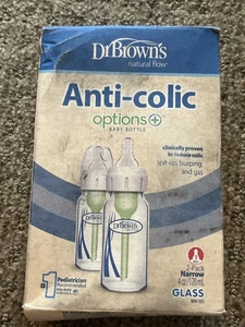Dr Browns Anti Colic Narrow Glass Baby Bottle 4 Oz Pack Of 2 Bpa Free - Picture 1 of 5