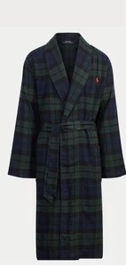 Neu Polo Ralph Lauren Herren Blackwatch kariert grün blau Baumwolle Flanell Morgenmantel L/XL - Bild 1 von 3