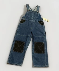 Vintage 90s Lee Pipes Denim Bib Overalls Youth M Double Knee Skate New Tags Rare - Picture 1 of 6