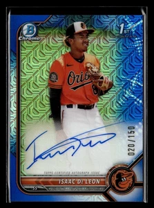 Isaac De Leon 21 1st Bowman Chrome Blue Mojo Refractor Rookie Auto /150 Orioles - Bild 1 von 2