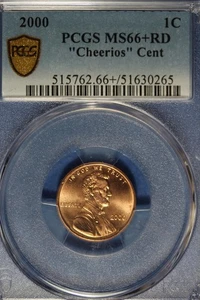 2000 PCGS MS66+RD "CHEERIOS" LINCOLN MEMORIAL CENT #B51082 - Picture 1 of 2