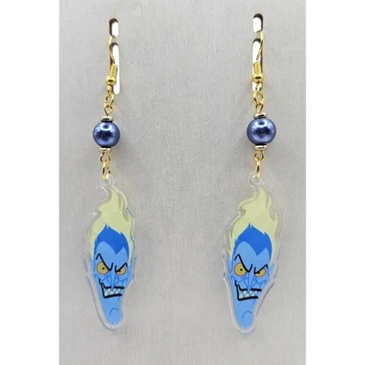 Pendientes de llama inspirados en Hades Disney Personaje Fuego Azul Fan Art Cuelgan hechos a mano Foto 1 de 4