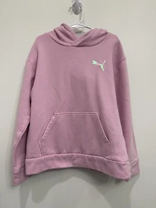PUMA Girls Youth Pink Pullover Pocket Hoodie Sweatshirt Logo Size Medium 8/10 - Picture 1 of 8