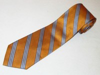 Jos A Bank Tie Executive Golden Yellow Sky Blue Stripe Luxury Necktie Woven Silk