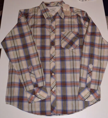 Camisa de hombre Horny Toad abotonada manga larga a cuadros marrón talla M Foto 1 de 4