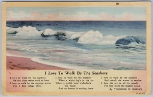 I Love To Walk By The Seashore c1935 Linen Poem Postcard - Picture 1 of 2