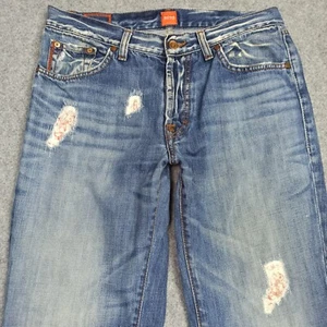Hugo Boss HB-31 Mens Jeans W32 L34 (Label: W33) Blue Relaxed Straight Distressed - Picture 1 of 14