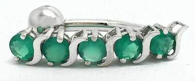 ПОДЛИННЫЙ ЧИСТЫЙ ЗЕЛЕНЫЙ ОНИКС ДРАГОЦЕННЫЕ КАМНИ ПУПОК ЖИВОТА КОЛЬЦО 14K ТВЕРДОЕ БЕЛОЕ ЗОЛОТО - НОВЫЙ С ЯРЛЫКАМИ - Изображение 1 из 2