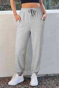 Light grey fleece-lined joggers - Picture 1 of 23