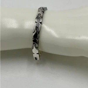 Lg 925 Sterling T7-15 Taxco Mexico Unique Chevron Style Bracelet 32.65 Gr 7.5" - Picture 1 of 8
