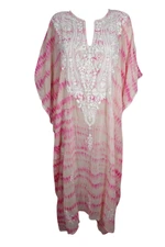 Boho Georgette Long Kaftan V-Neck Sheer Bikini Coverup Beach Wedding Party Dress