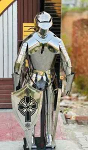 Gothic suit of armor Medieval Knight Stainless Armor Steel Reenactment Costume - Picture 1 of 3