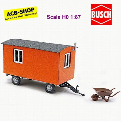 Anhänger Vagoni Colorati Echtholz-Modell Con Cariola 1:87 Busch 59934 - Immagine 1 di 2