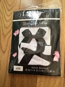 Brand New Ladies White Black Bow Fancy Dress Stockings Dressing Up Sexy Pirate - Picture 1 of 1