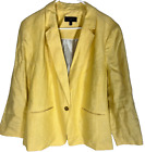 TALBOTS Jacket Plus Size 18W Yellow Pockets Career Travel Office 100% Linen