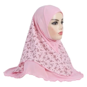 Fit 8-15 Years Old Muslim Girls Arab Hijab Headscarf Floral Abaya Underscarf - Picture 1 of 21