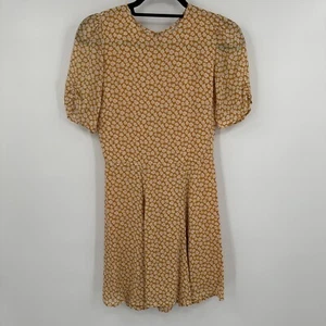 Reformation Fit & Flare Dress Women Size 2 Yellow Gracie Floral Viscose Back Zip - Picture 1 of 12