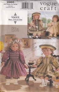 Vogue Craft Pattern 9965 Historical Party Dresses for 18" Dolls New/Uncut - Picture 1 of 2