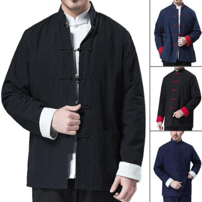 Bruce Lee Kung Fu Wingchun Jacket Coat Tops Mens Traditional Chinese Tang Suit - Image 1 of 4