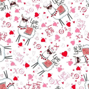 3 Yards Quilt Baumwollstoff - QT Stoffe Desiree Love Ewe Valentinstag Schaf weiß - Bild 1 von 1