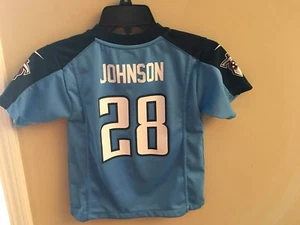 NIKE NFL Kids 5 6 Chris Johnson Jersey Tennessee Titans #28 Blue White Running B - Picture 1 of 5