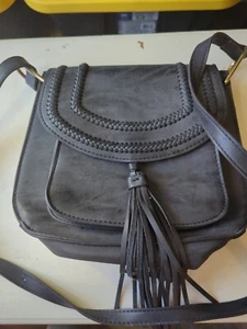 Franco Sarto Womens Faux Leather Satchel Purse Saddle Crossbody Bag Black - Picture 1 of 8
