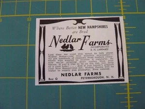 THE FARM QUARTERLY- SUMMER 1957-AD- NEDLAR FARMS NEW HAMPSHIRES/ Peterborough NH - Bild 1 von 1