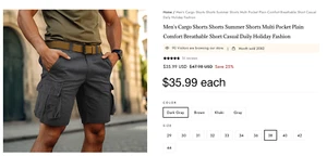 Men's Cargo Shorts Shorts– Multi Pocket– Dark Gray – BRAND NEW with tags - Picture 1 of 5