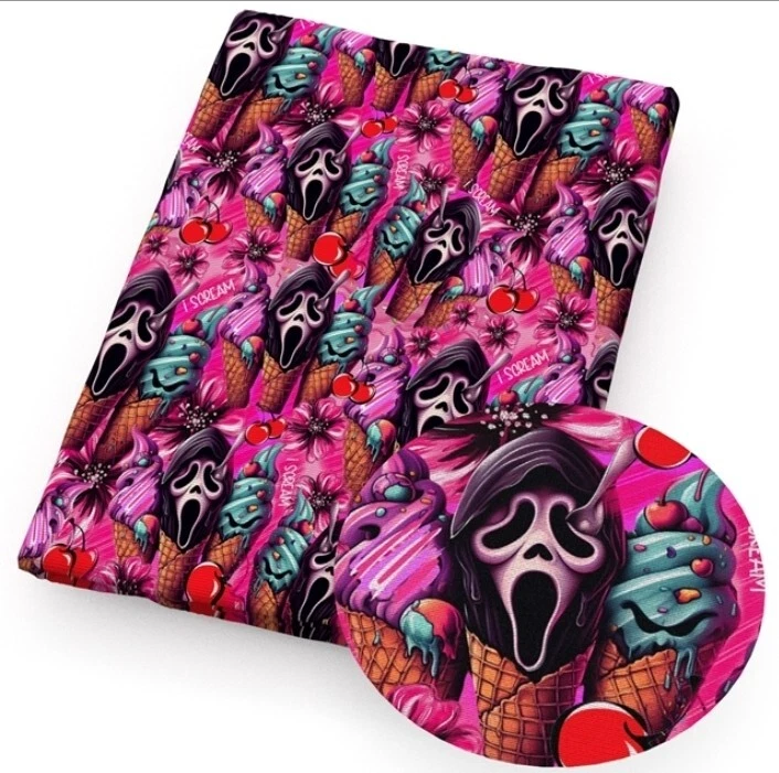 Halloween Ghost face Polyester Cotton blend fabric 20"x55" 1260796 Horror 1 - Image 1 of 1